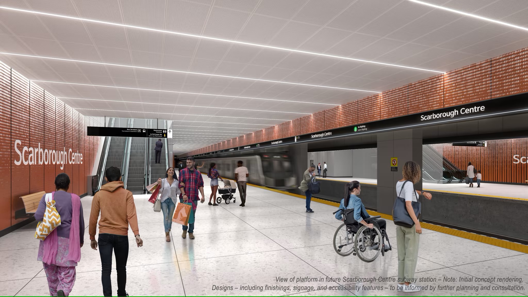 Representación de la futura estación de la extensión de Scarborough (C) Metrolinx