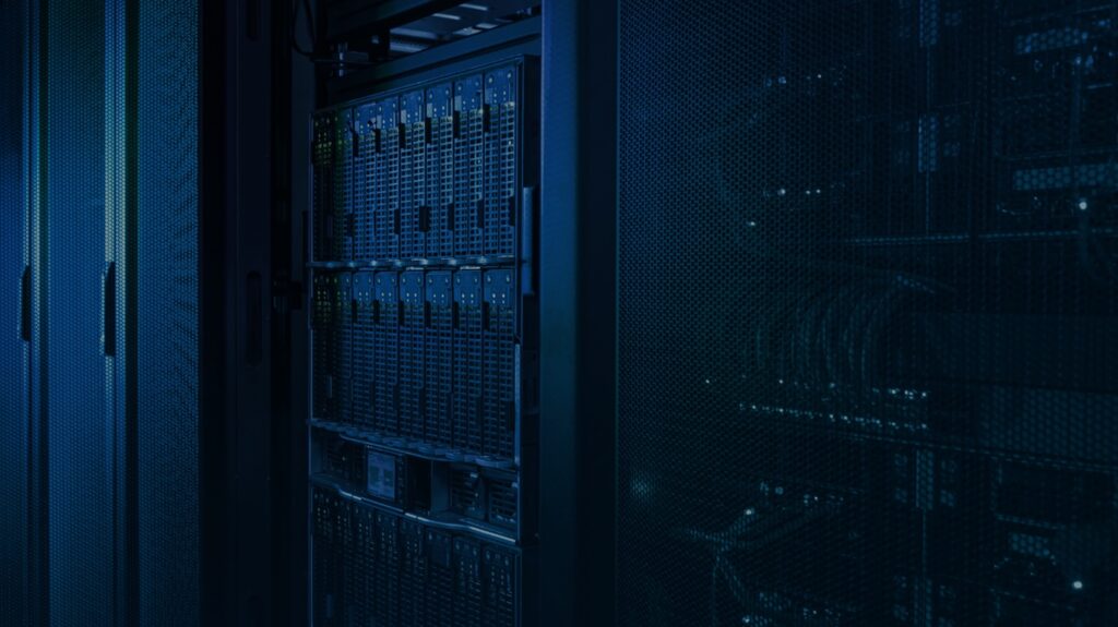 rack en un centro de datos